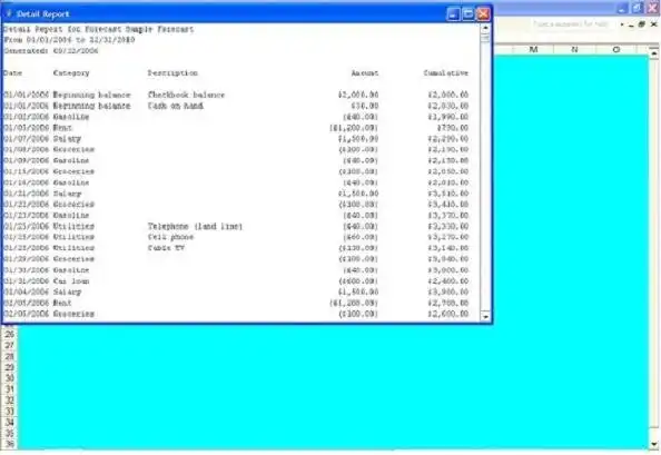 Download web tool or web app Personal Cash Flow Forecaster