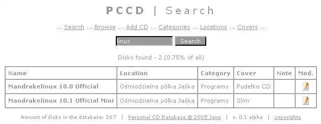 Download web tool or web app Personal CD Database