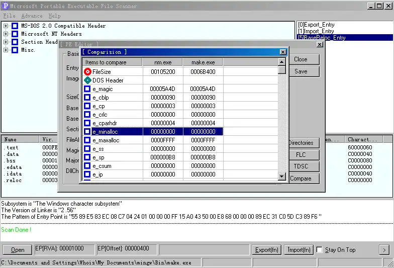 Download web tool or web app PE Scanner to run in Windows online over Linux online
