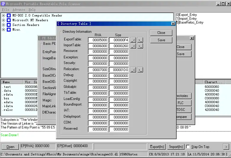 הורד את כלי האינטרנט או אפליקציית האינטרנט PE Scanner להפעלה ב-Windows באופן מקוון דרך לינוקס מקוונת