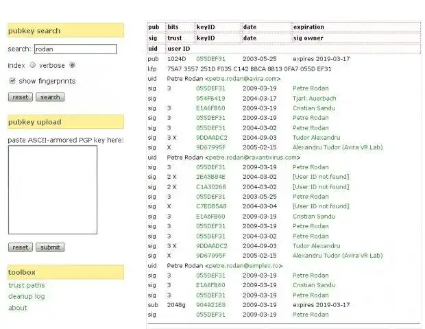 웹 도구 또는 웹 앱 다운로드 Peters Public Key Server