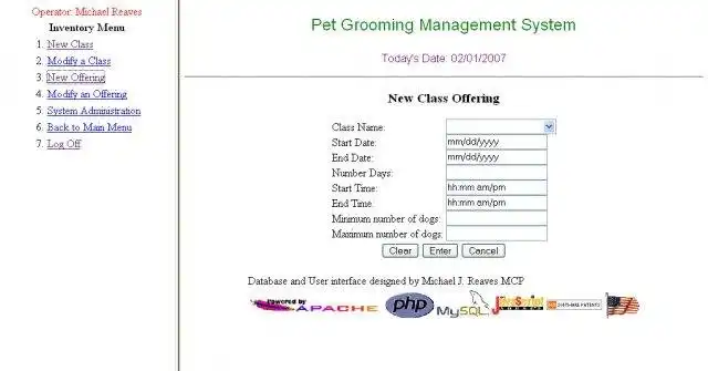 웹 도구 또는 웹 앱 Pet Grooming Management System 다운로드