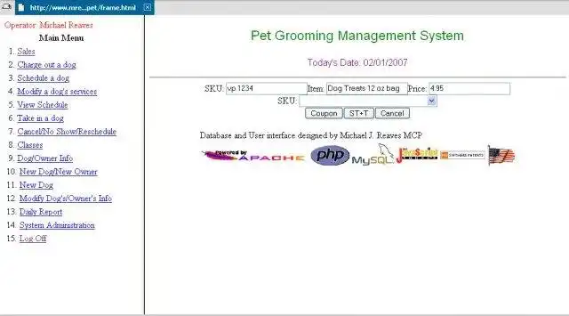 دانلود ابزار وب یا برنامه وب Pet Grooming Management System