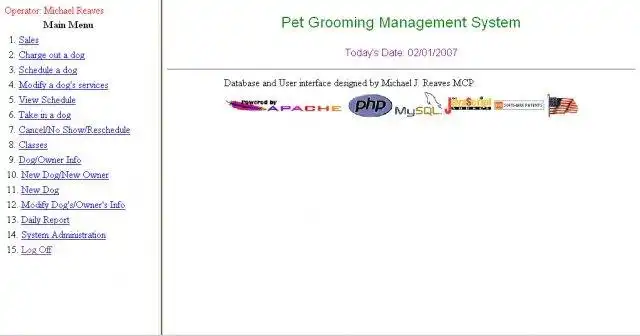 Pobierz narzędzie internetowe lub aplikację internetową Pet Grooming Management System