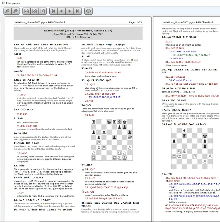 PGN CHESS BOOK -How To Find Blunders and Print the Game 