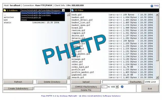 Download web tool or web app PHFTP ( PHP FTP )