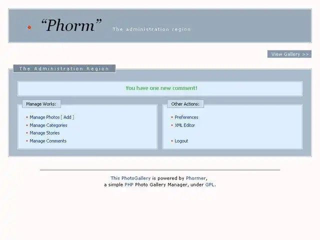 Télécharger l'outil Web ou l'application Web Phormer - PHP sans MySQL PhotoGallery
