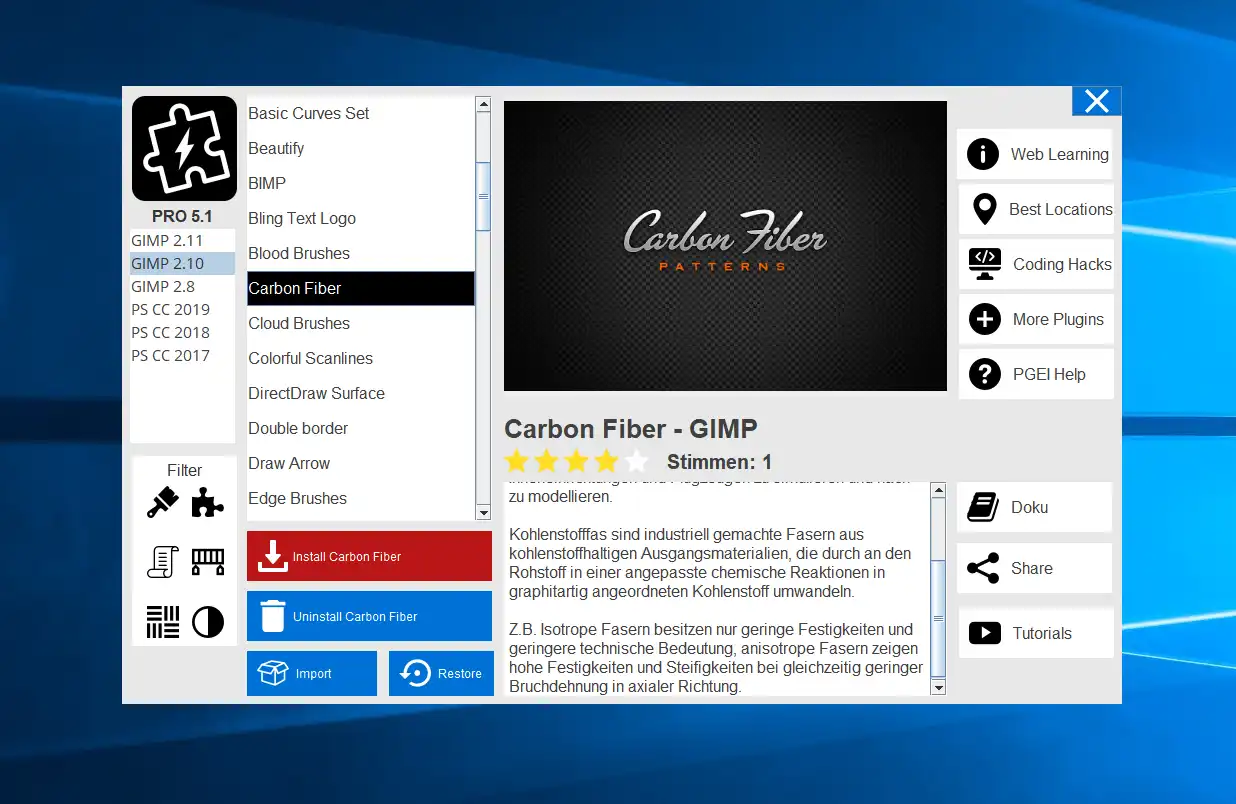 Download web tool or web app Photoshop GIMP Extensions Installer