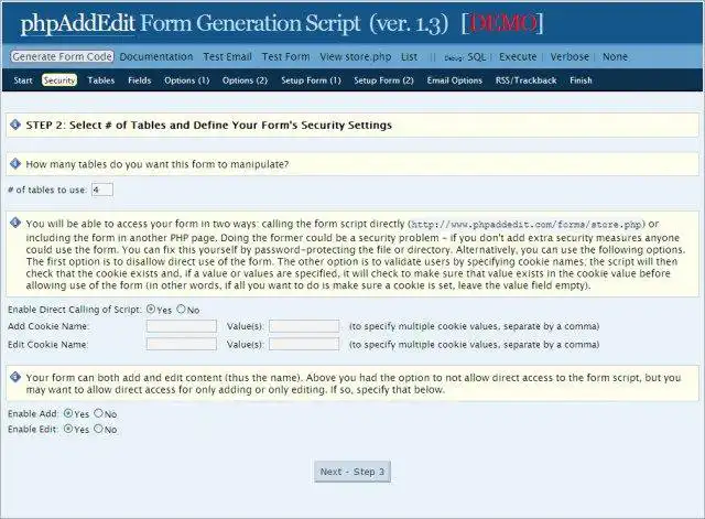 Unduh alat web atau aplikasi web phpAddEdit Form Generator