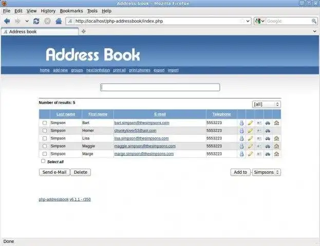 Download web tool or web app PHP Address Book