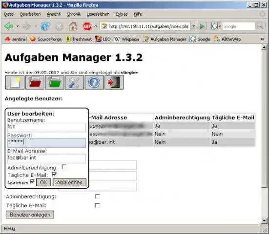 Scarica lo strumento web o l'app web php aufgabenmanager