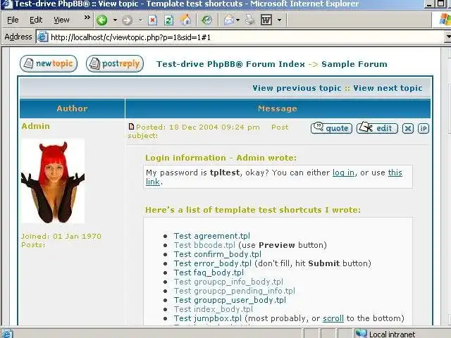 Download web tool or web app PHPBB template test suite