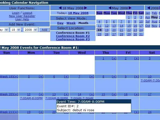 הורד כלי אינטרנט או אפליקציית אינטרנט PHP Booking Calendar