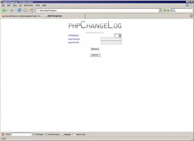 Загрузите веб-инструмент или веб-приложение phpChangeLog