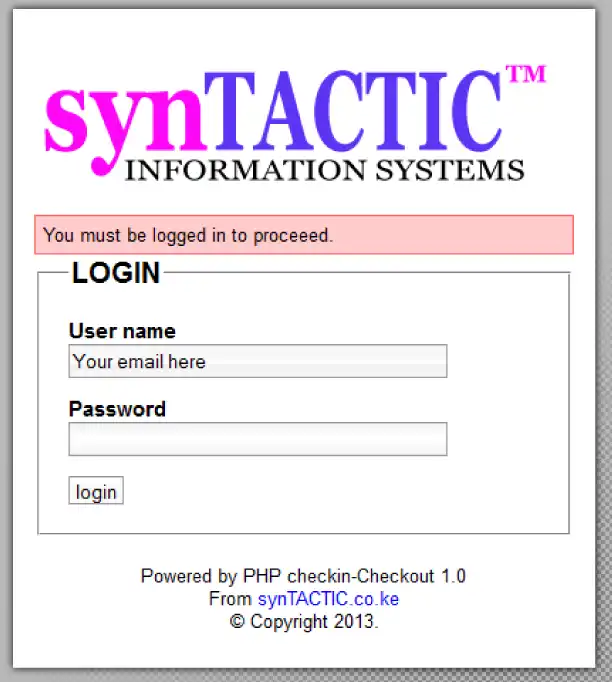 Mag-download ng web tool o web app PHP checkin checkout