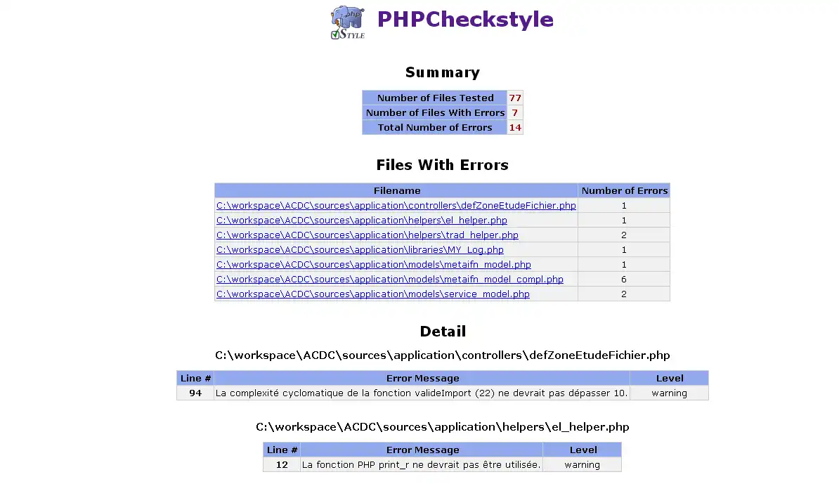 Descargue la herramienta web o la aplicación web PHPCheckstyle