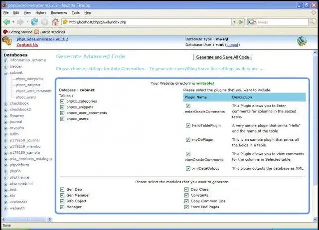 Download web tool or web app phpCodeGenerator