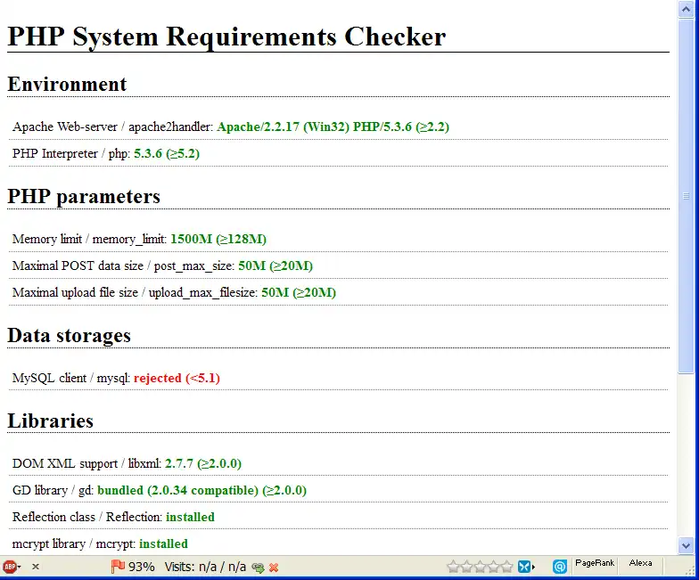 Télécharger l'outil Web ou l'application Web PHP Configuration Checker