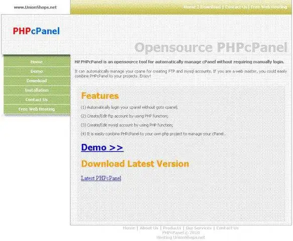 Web aracını veya web uygulamasını indirin PHP cPanel komut dosyası