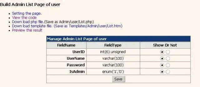 Baixar ferramenta da web ou aplicativo da web PHPGEN