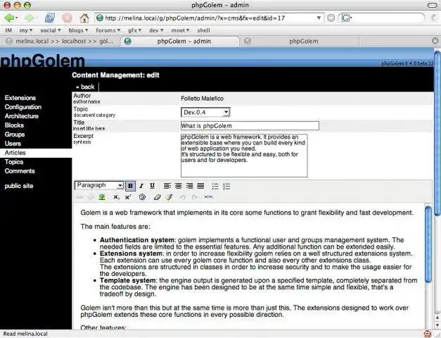 Download web tool or web app phpGolem
