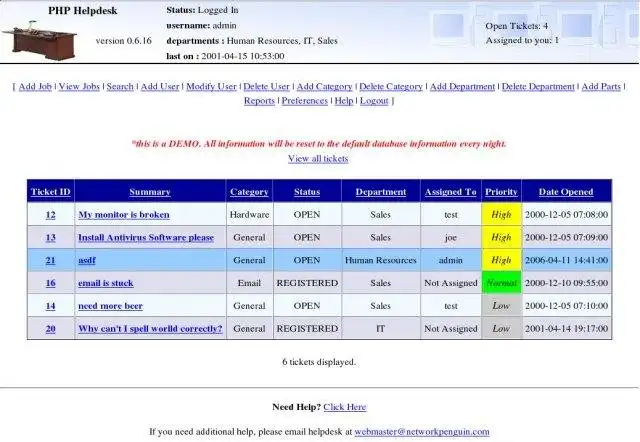 Pobierz narzędzie internetowe lub aplikację internetową PHP Helpdesk