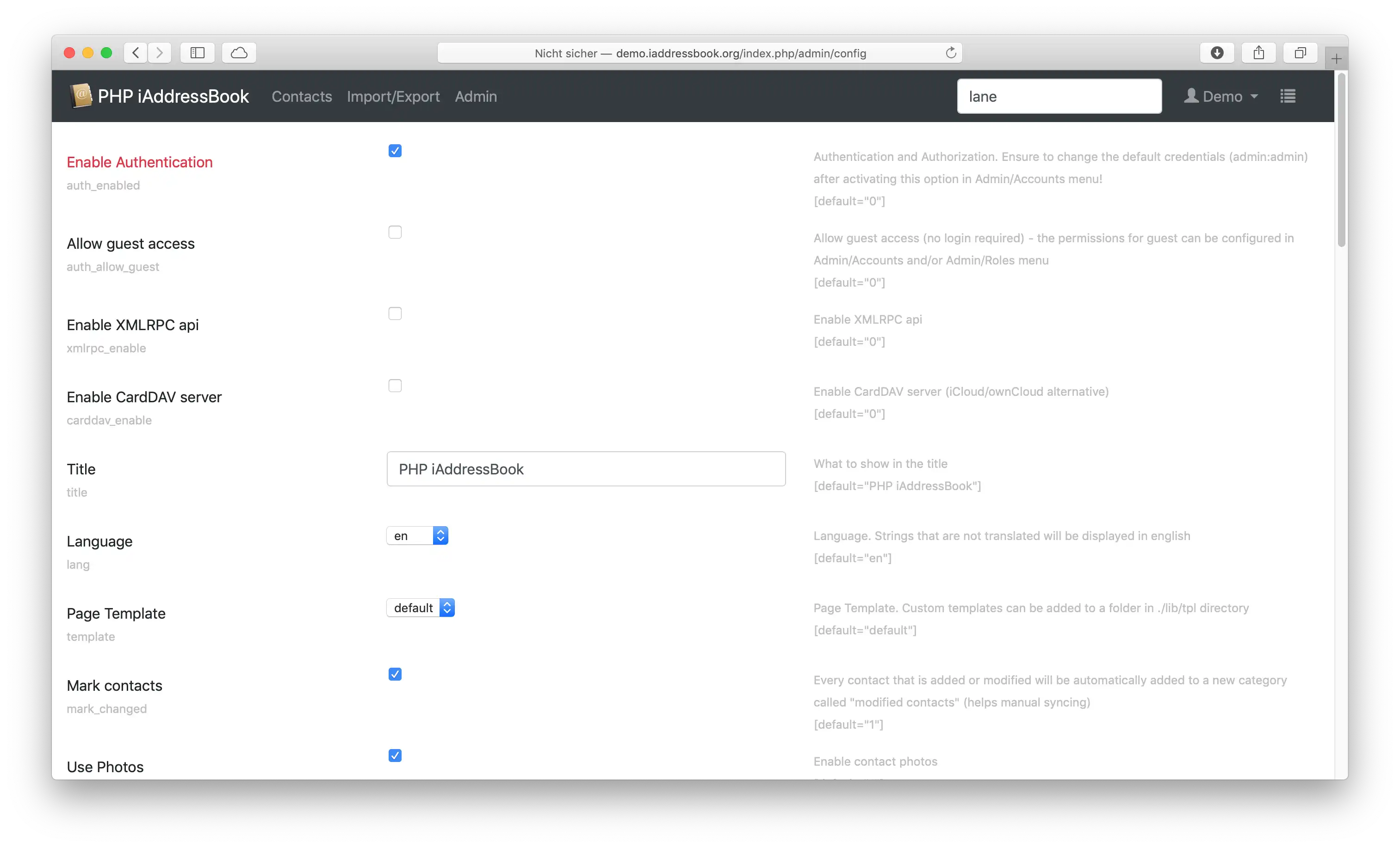 Mag-download ng web tool o web app na PHP iAddressBook