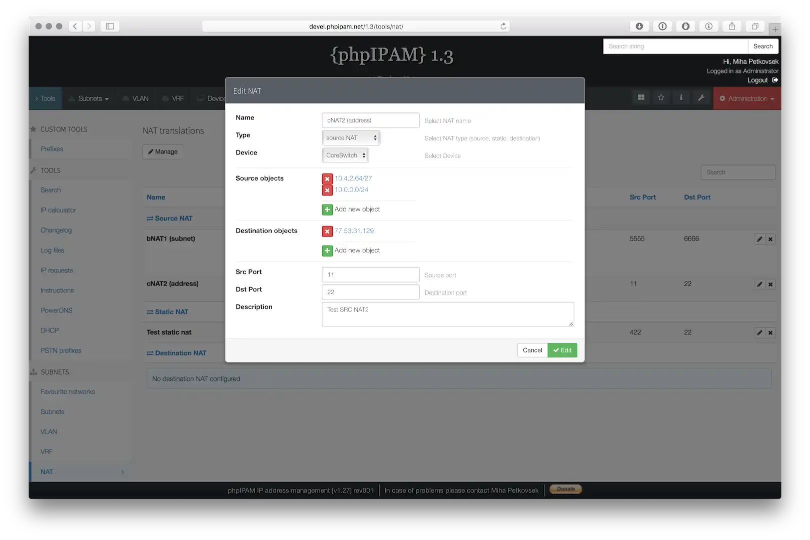 Download web tool or web app phpipam