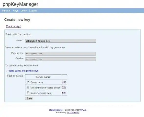 Download web tool or web app phpKeyMgr