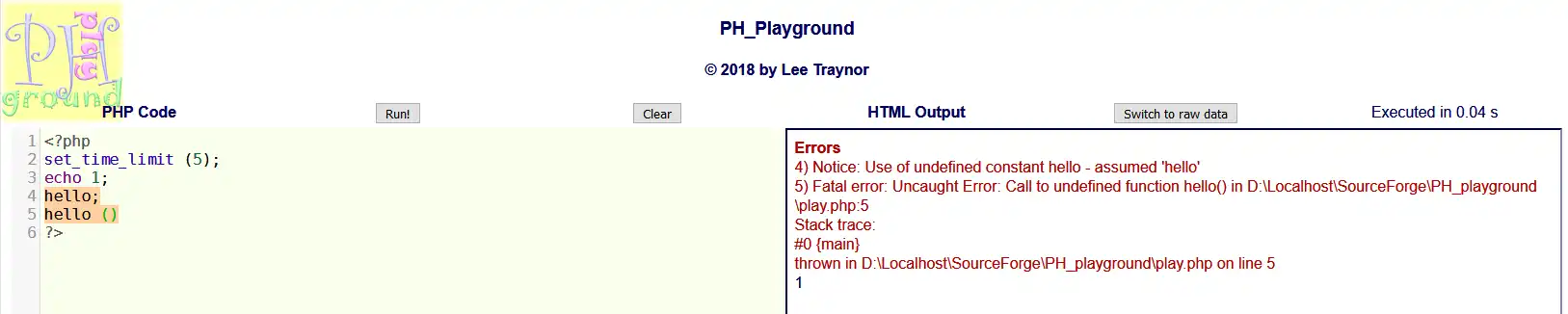 Завантажте веб-інструмент або веб-програму PH_Playground