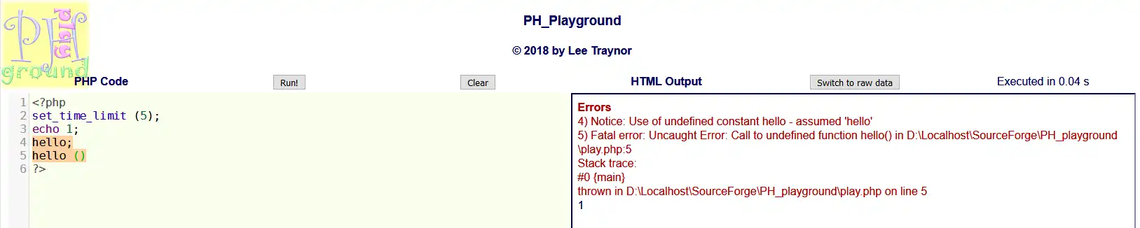 Web ツールまたは Web アプリ PH_Playground をダウンロード