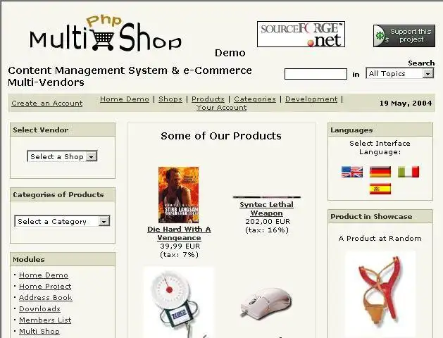 Загрузите веб-инструмент или веб-приложение Php-MultiShop: e-Commerce Multi Store