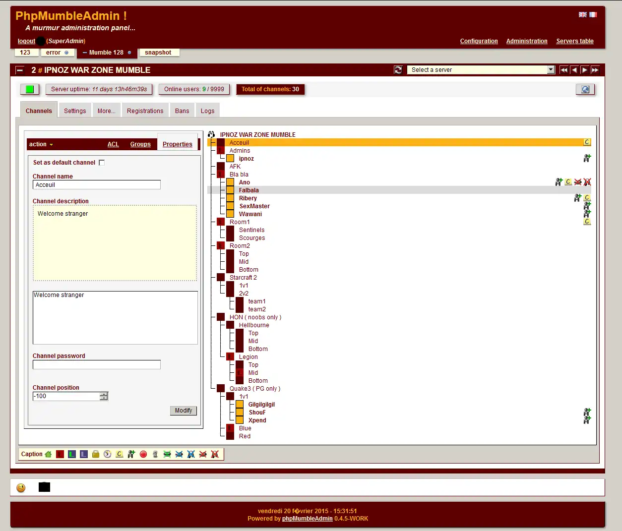 Download web tool or web app phpMumbleAdmin