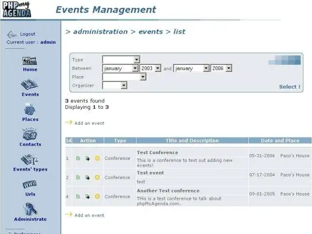 下载网络工具或网络应用程序 phpMyAgenda