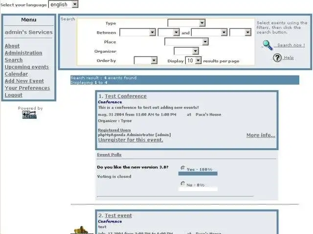 下载网络工具或网络应用程序 phpMyAgenda