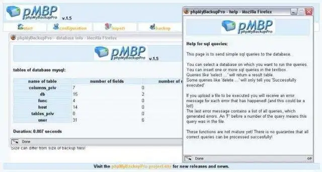 Mag-download ng web tool o web app na phpMyBackupPro