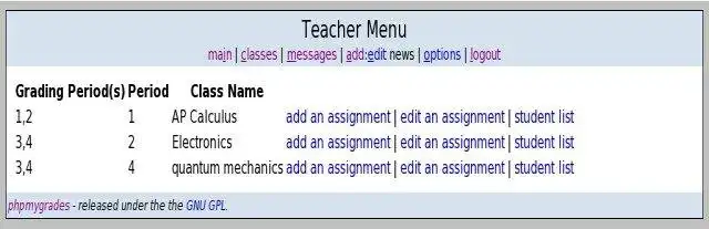 Download web tool or web app phpmygrades - an online grading book