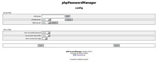 Загрузите веб-инструмент или веб-приложение phpPasswordManager