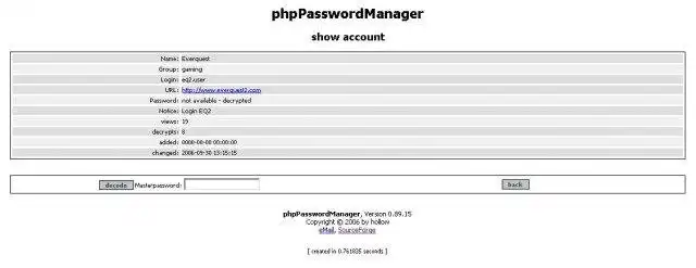 Download web tool or web app phpPasswordManager
