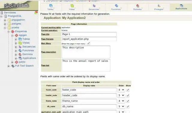 Download web tool or web app phpPgAdmin AppGen