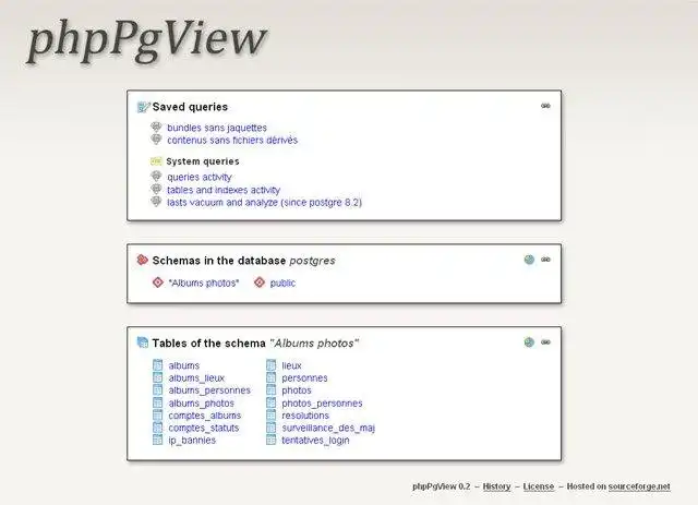 Загрузите веб-инструмент или веб-приложение phpPgView