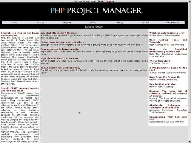 Download web tool or web app PHP Project Manager