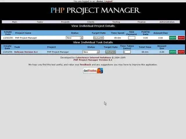 Descărcați instrumentul web sau aplicația web PHP Project Manager