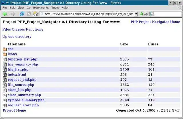 Muat turun alat web atau aplikasi web PHP Project Navigator