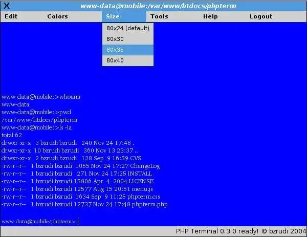 Muat turun alat web atau apl web PHP Shell Terminal