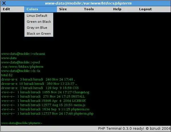 Scarica lo strumento web o l'app web PHP Shell Terminal