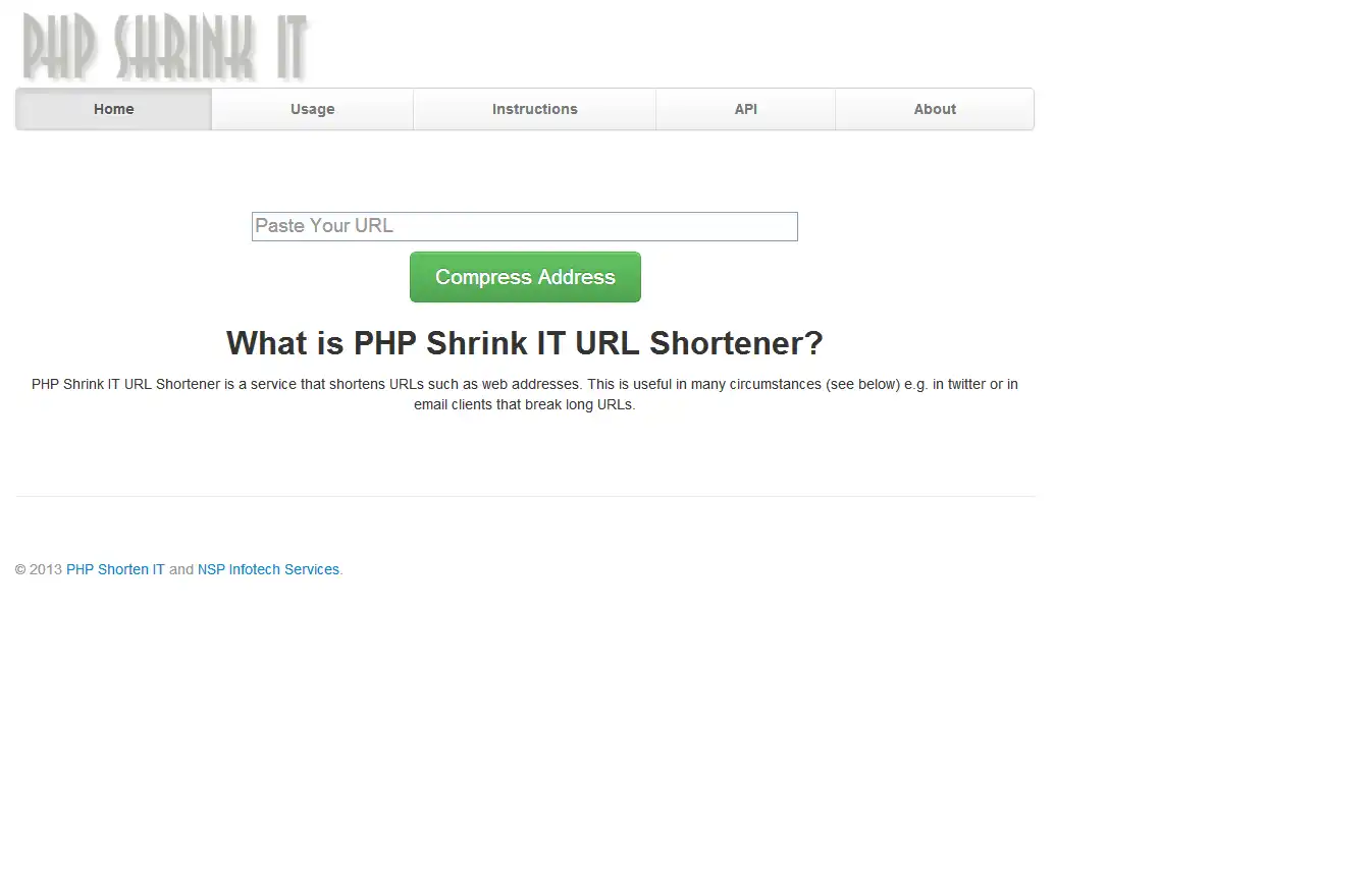 Download web tool or web app PHP Shrink IT