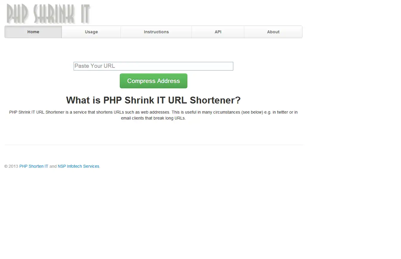 Baixar ferramenta ou aplicativo da web PHP Shrink IT