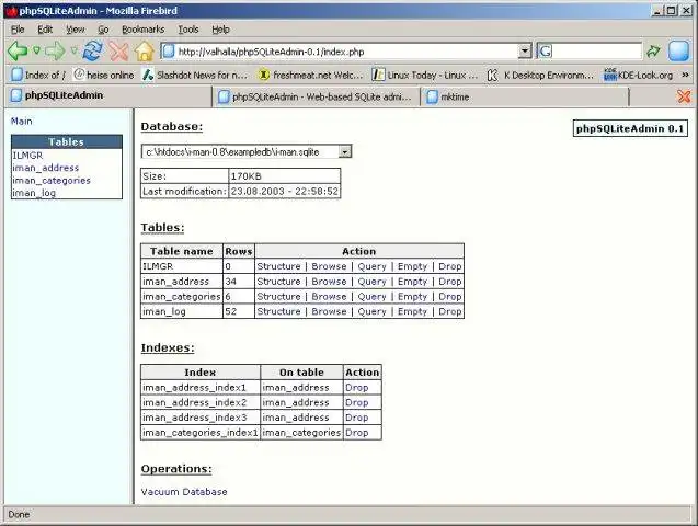 Download web tool or web app phpSQLiteAdmin