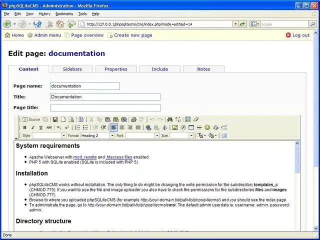 웹 도구 또는 웹 앱 phpSQLiteCMS 다운로드
